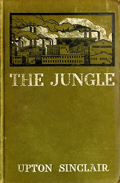Color photo of the book cover of the novel 'The Jungle'.