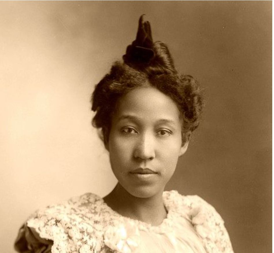 Close headshot of young Black woman, her student portrait from the Oberlin Conservatory where she graduated with Bachelor of Music degree in piano performance in 1889.