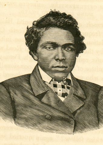 Engraved portrait of Abraham Galloway in coat & tie. From William Still's book, Underground Railroad, from 1872. Government & Heritage Library, State Library of North Carolina.