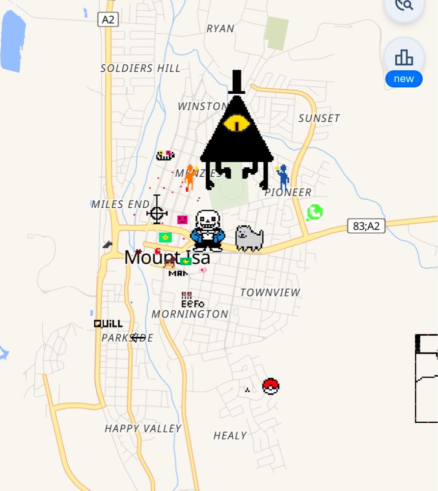 Mount Isa with sans from undertale and bill cypher from gravity falls