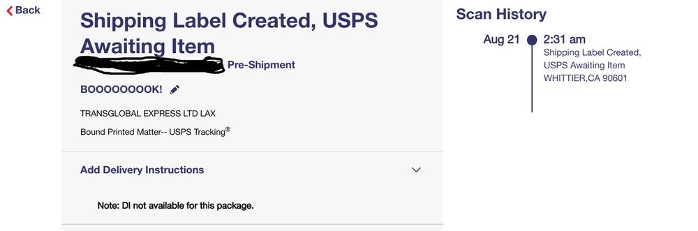 Screenshot from 'informed delivery' of my package status