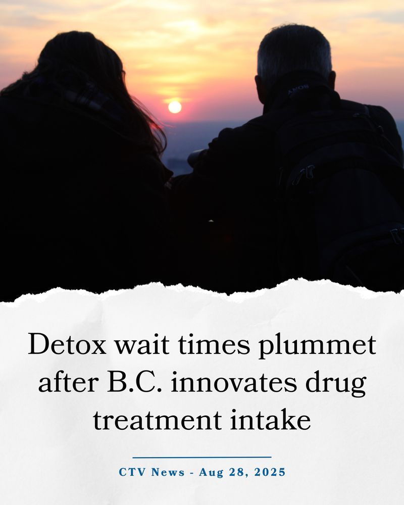 An image of the silhouette of two people sitting and staring out into the sunset. Text that reads 