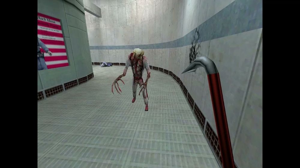 Screenshot of zombie enemy in Half-Life.