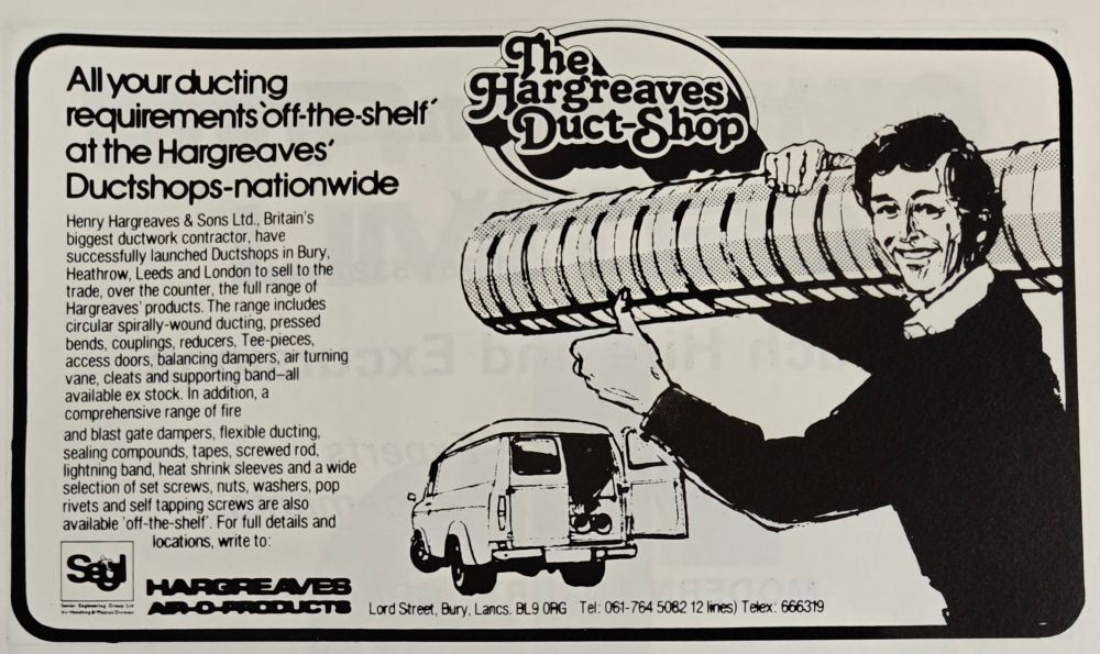 Ann advert for The Hargreaves Duct Shop.