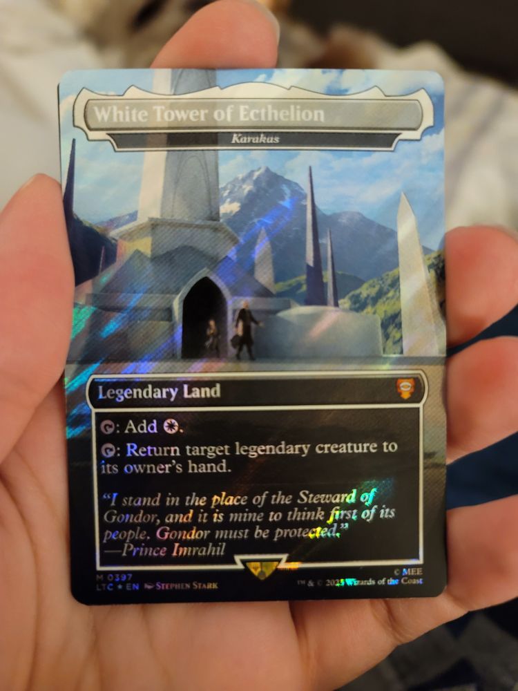White Tower of Ecthelion (Karakas). Legendary Land. Tap for white or tap to return a legendary creature to your hand.

Yeah no wonder it's banned lmao