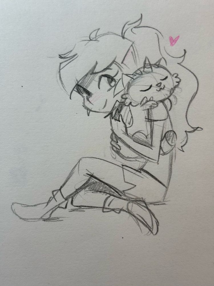Harpy holding Pumpkin the goblin cat 
#harpygee #harpyart
