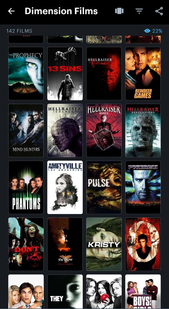 Filmposter des Produktionsstudios Dimension Films
unter anderem 
Prophecy Hellrasierer Rendeer Games Mind Hunters Pulse The Crow