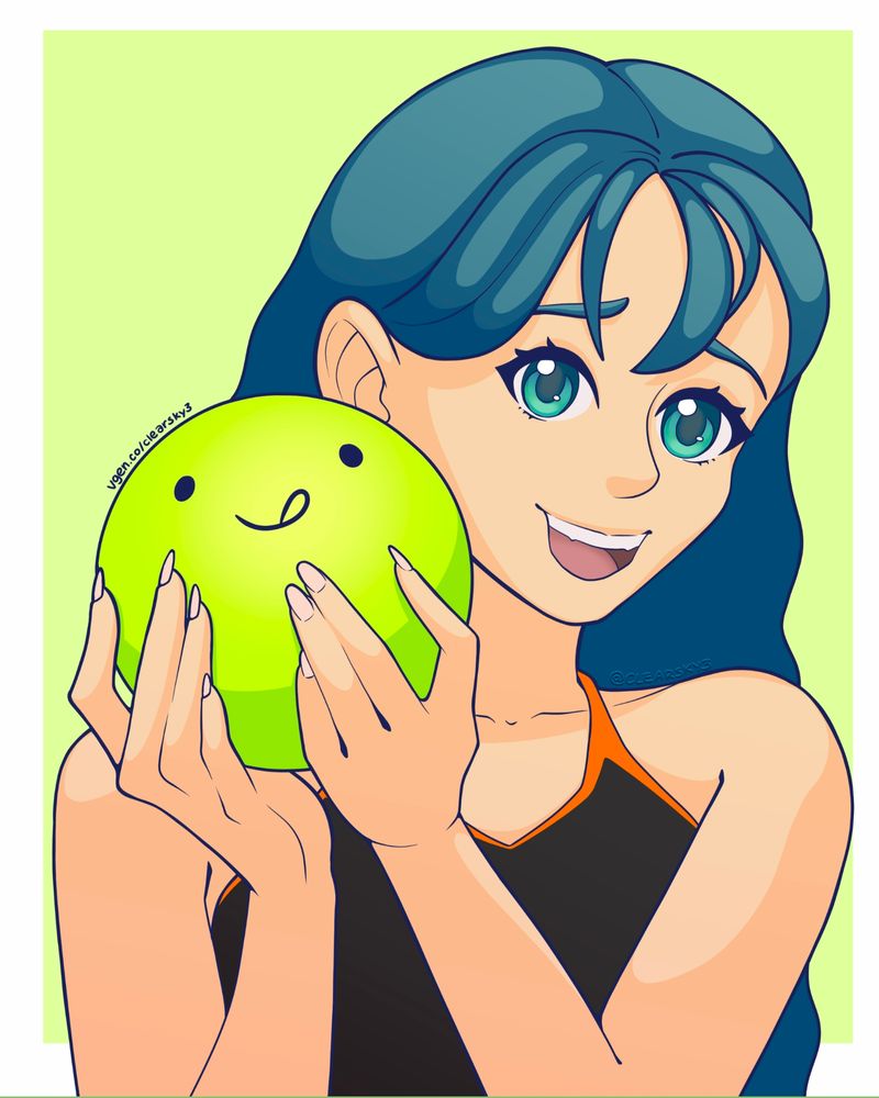 My OC Skye holding the VGen mascott (used their free base)