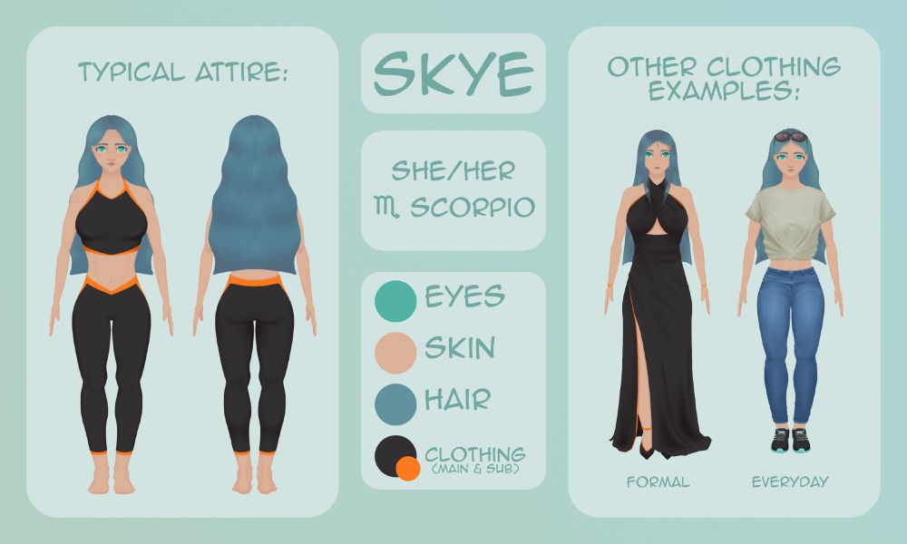 Reference sheet for "Skye" my main OC