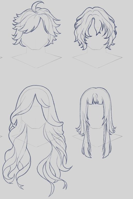 Short and long hairstyles sketched