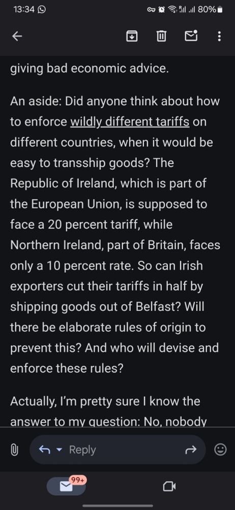 From Paul Krugman's substack relating to tariff avoidance for companies since President Trumps latest "policy" implementation 