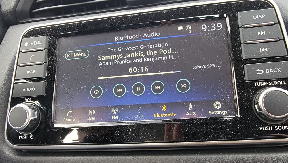 Car display screen in it's default state of covered in dust.