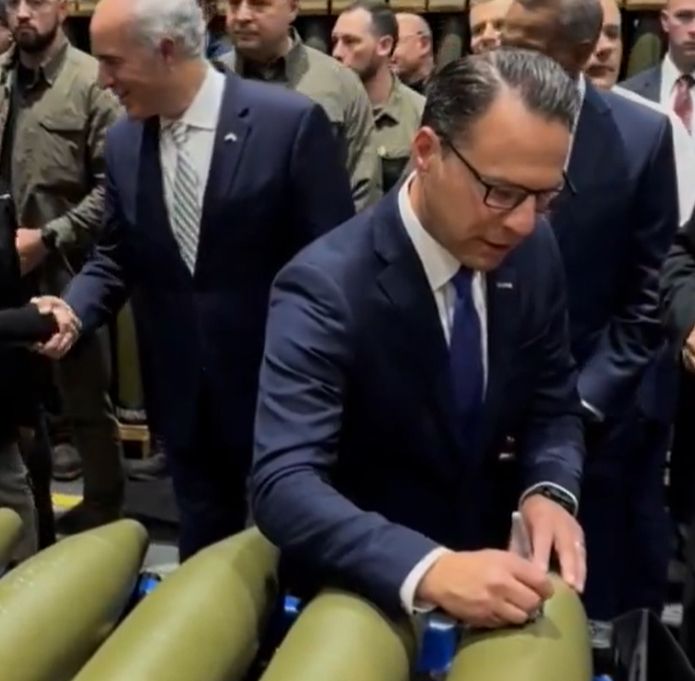 Governor Josh Shapiro signing bombs, very civil member of society, truly a retainer of peace and respect amongst the common people.