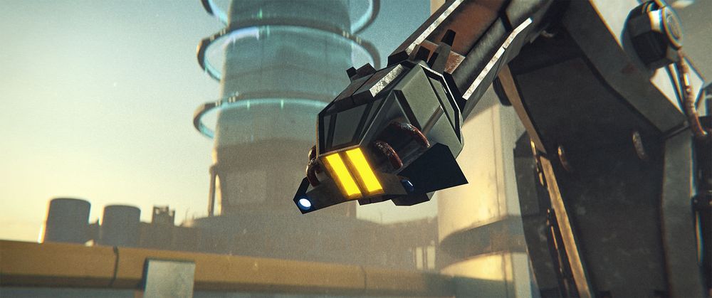 Close shot, exterior, day -

A close up of the robot's head.