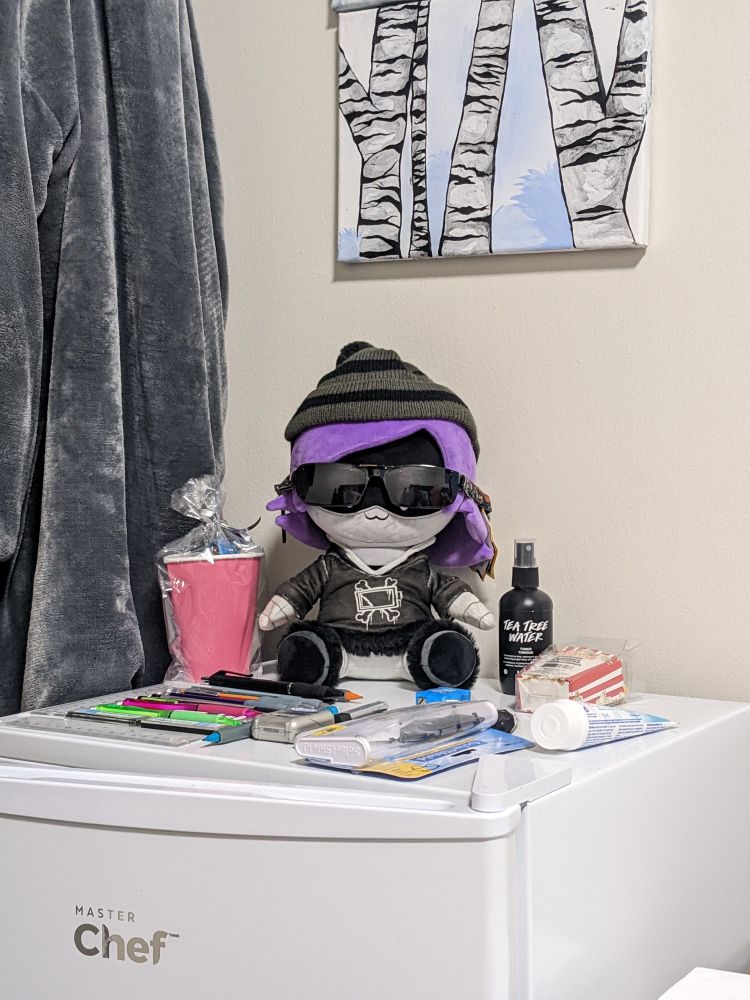 Uzi plushie with clip-on sunglasses.