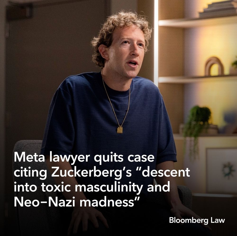 Zuck called out by his own lawyer for being toxic and being cozy with neo nazi madness. The attorney cited these things while quitting. 
