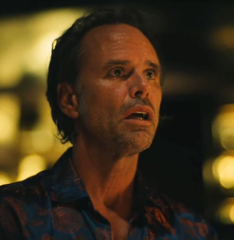 Walton Goggins in The White Lotus looking confused and shocked