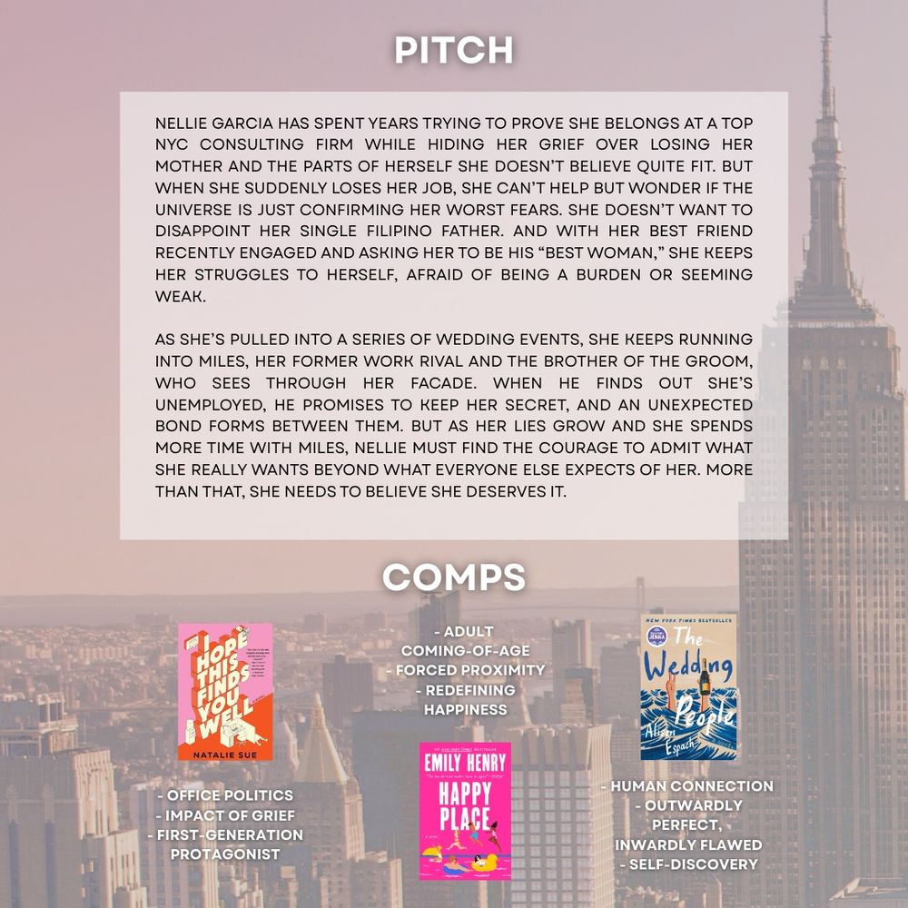 Excited to share my 1st line for my #womensfiction novel w/ a strong romantic plot featuring a half-Filipino millennial 🇵🇭, complete at 82k words.

🌟 Self-discovery
🌏 Cultural identity & gender roles
🌱 Adult coming-of-age
💔 Loss
🔥 Slow-burn romance

#1stlinepit #wf w/ #romance #amquerying #q
