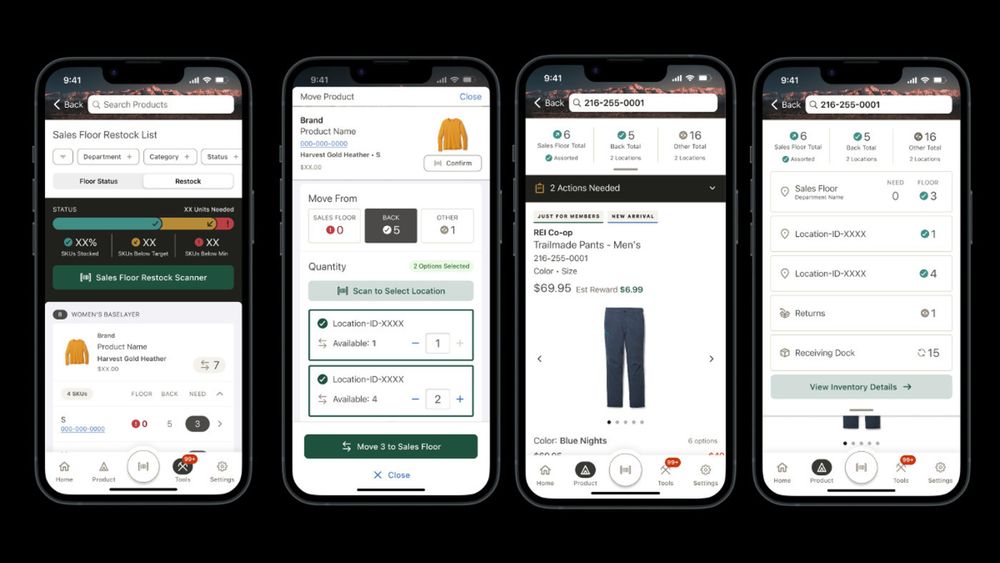 A series of 4 mobile app mockups