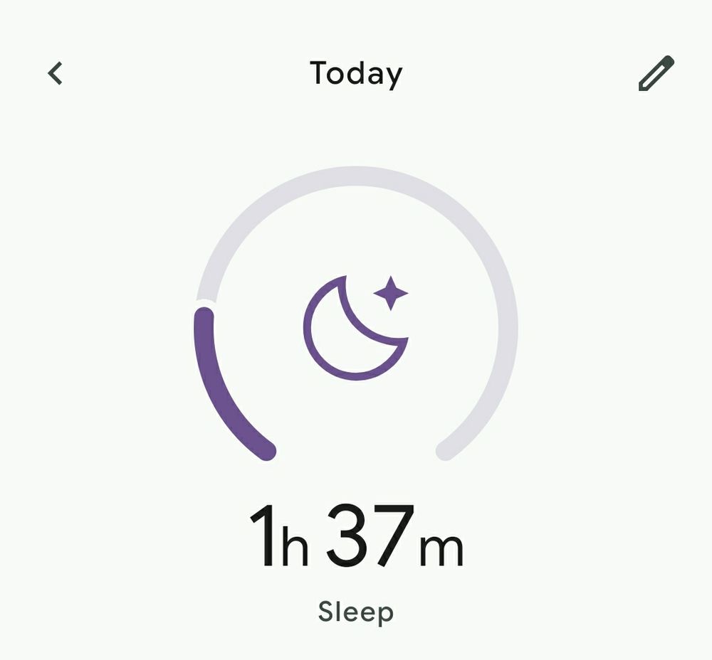 Fitbit sleep tracker: 1hr 37min of sleep today.