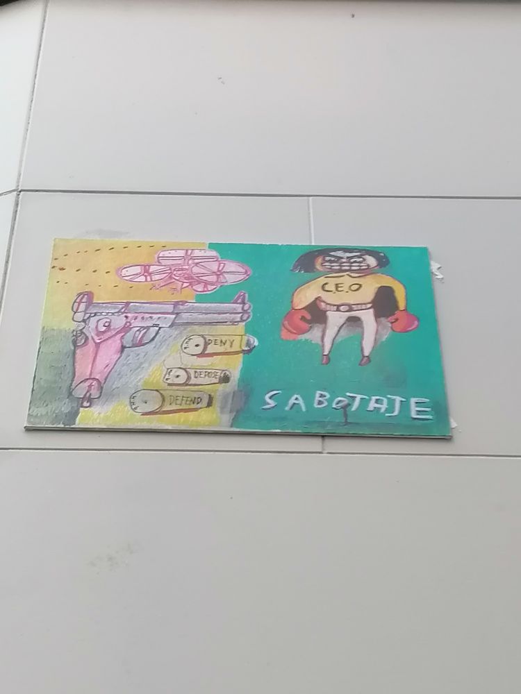 Esquina c/ Columela con c/José del Toro. Pintura en tela pegada en la pared. 