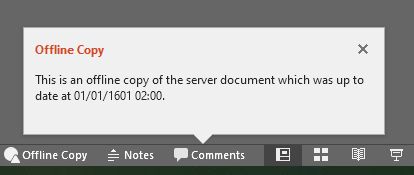 It's a PowerPoint error message, that says my document hasn't been updated since the 1st of January, 1601. 
