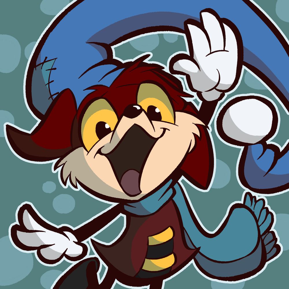 An icon commission of DairoScrewhead's character Tom, waving at the viewer happily.