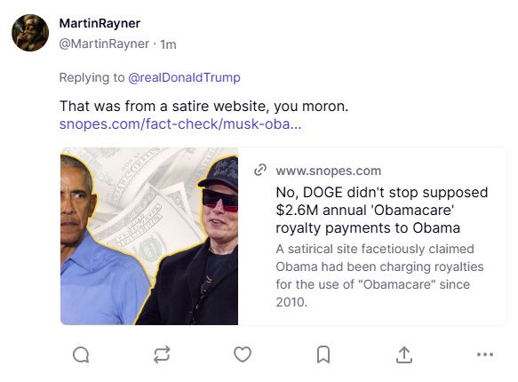 My response. 
https://www.snopes.com/fact-check/musk-obama-royalties/