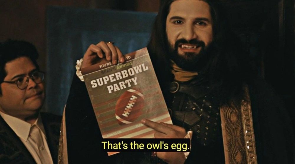 Nandor holding a picture of the superb owl's egg. He would then wonder if the owl would let them touch its little beak.