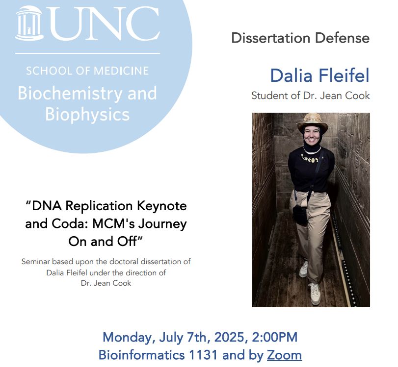 Student Thesis Defense: Dalia Fleifel (Dr. Jean Cook’s lab) will defend her dissertation, “DNA Replication Keynote and Coda: MCM's Journey On and Off”, on Monday, July 7 at 2:00PM in Bioinformatics 1131.
image of Dalia dressed up in a hat in Egypt