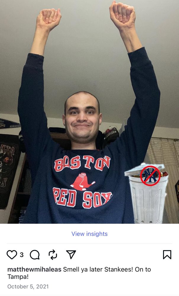 My flashback of 2021 celebrating my Red Sox winning the AL Wild Card over the Yankees and advancing to the ALDS