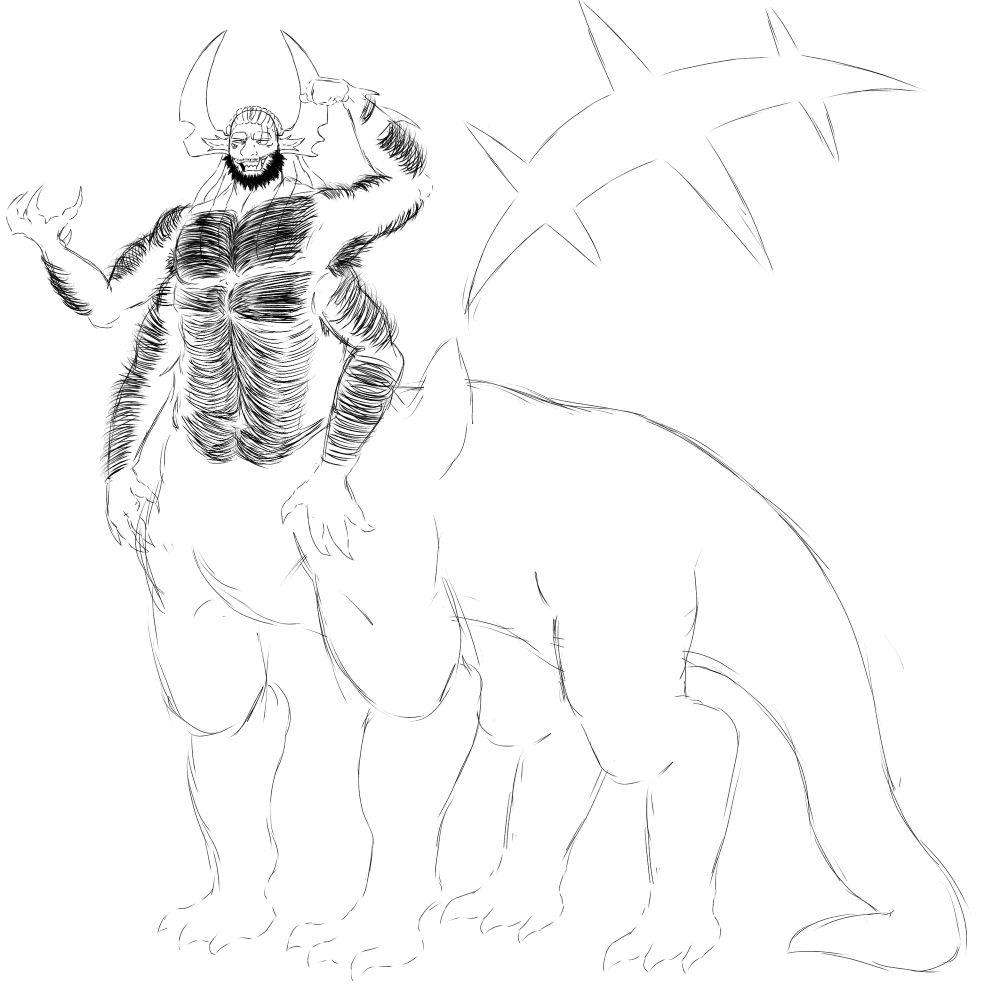 Banhammer as a dragon centaur. This was kind of fun to draw 👀..