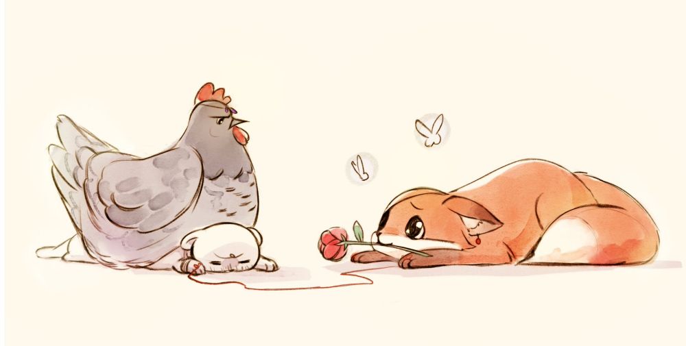 Chicken Mei Niancluck sits on Ferret Xie Lian in order to prevent the wicked and devious Fox Hua Cheng (pictured, behaving politely) from stealing away his most precious egg. Fafa attempts to win over his mother in law with politeness and grace, while Xie Lian is slowly crushed by his shifu's fat juicy ass