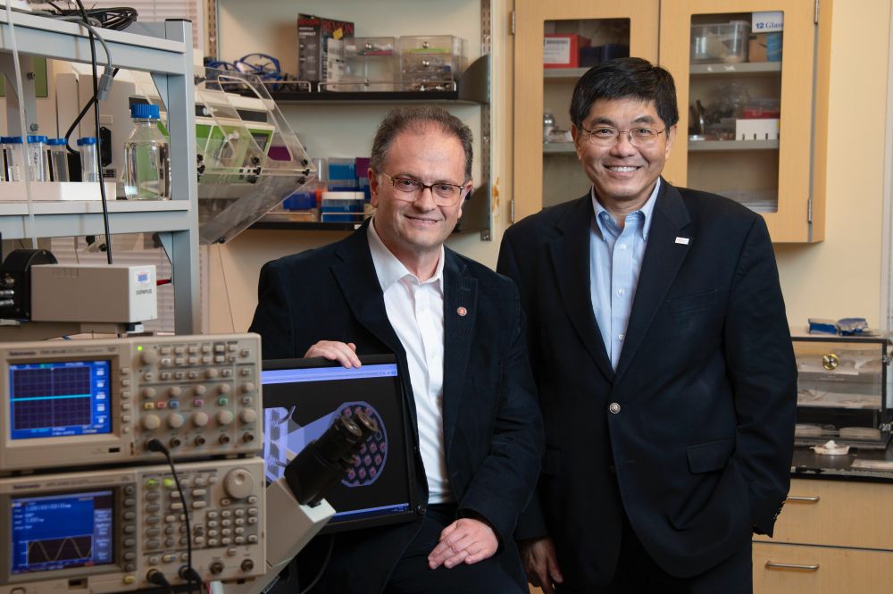 SMU engineering professors Ali Beskok and J.-C. Chiao.