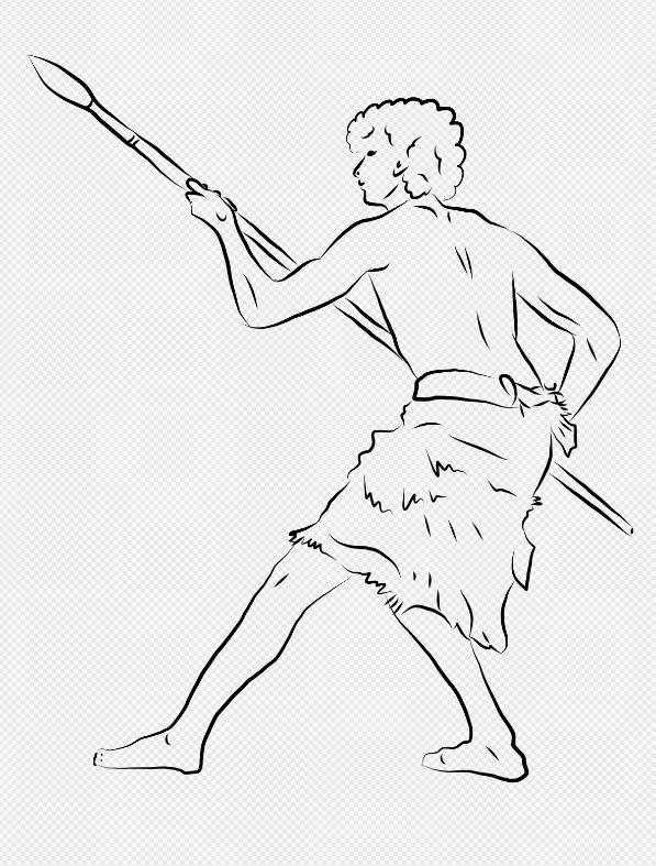 A prehistoric man with a spear