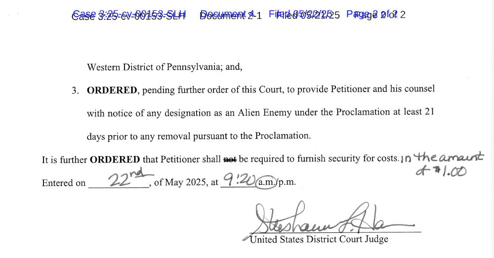 Petitioner shall be required to furnish security for costs in the amount of $1.00.