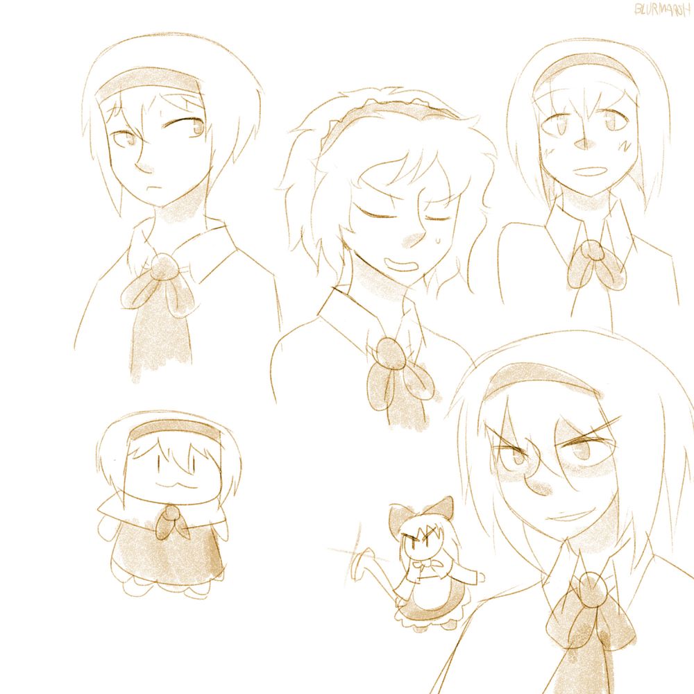 Alice with various haircuts.