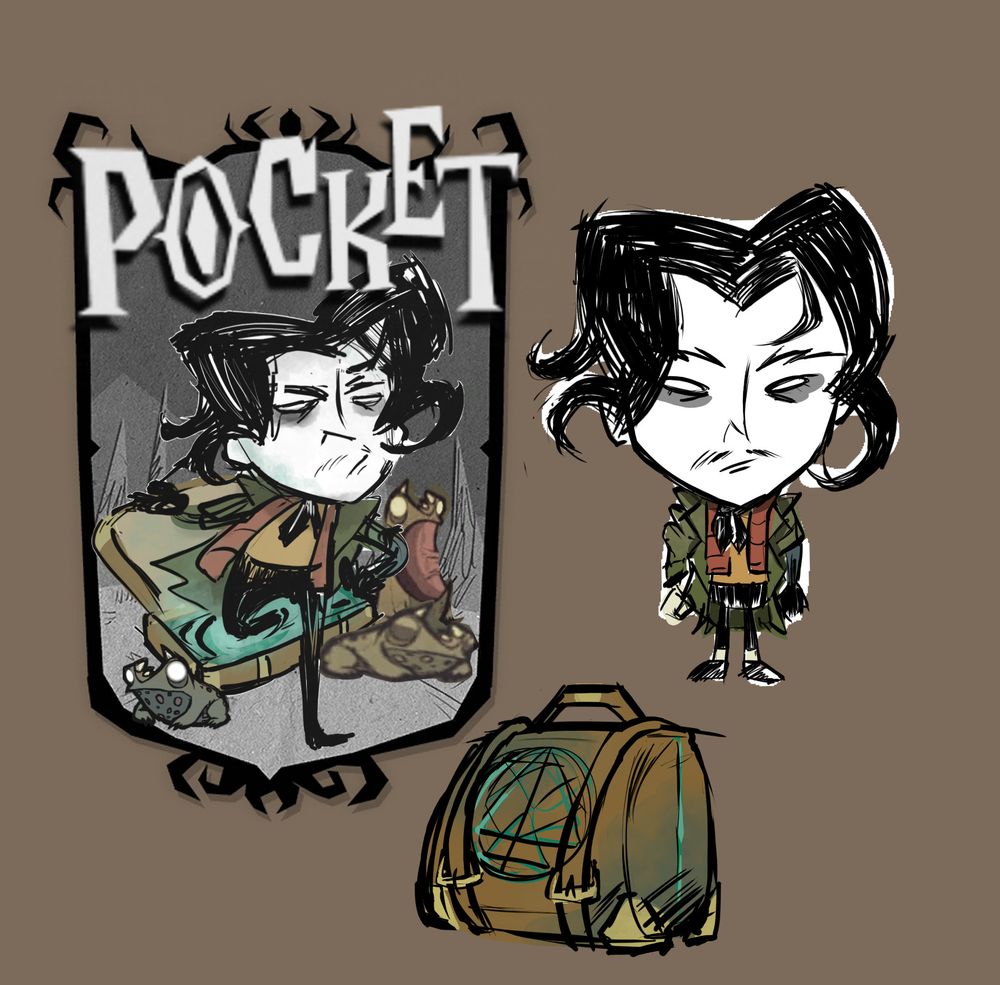 Deadlock fanart of Pocket to look like a Don't Starve character