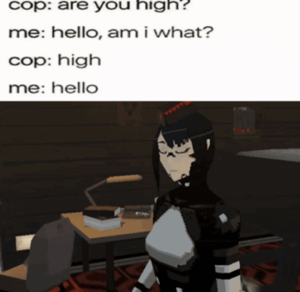 a cartoon of a woman talking to a police officer with the words cop are you high me hello am i what cop high me hello