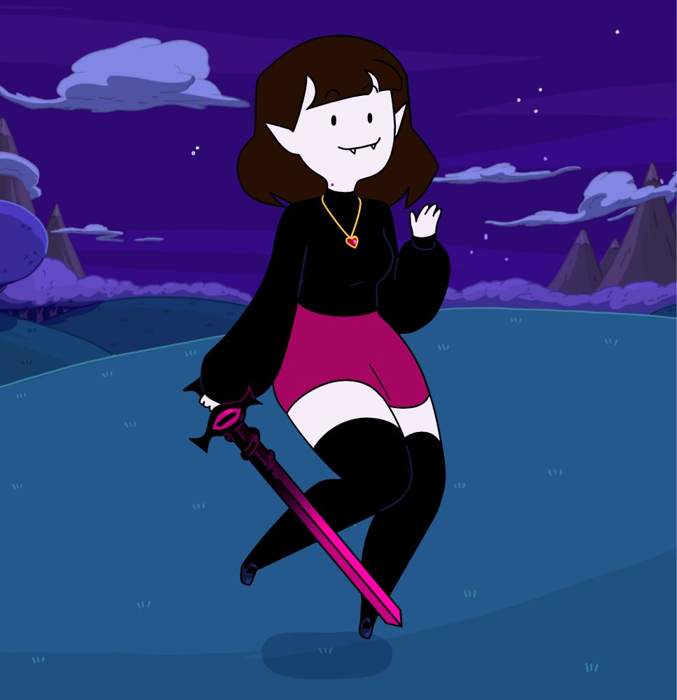 adventure time vampire oc with a pink cursed sword that makes you gay