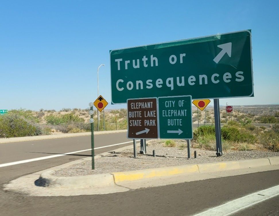 Exit sign for Truth or Consequences 
