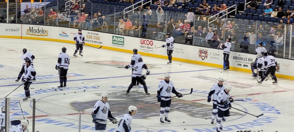 Greensboro Gargoyles vs Jacksonville Icemen - both in white jerseys 