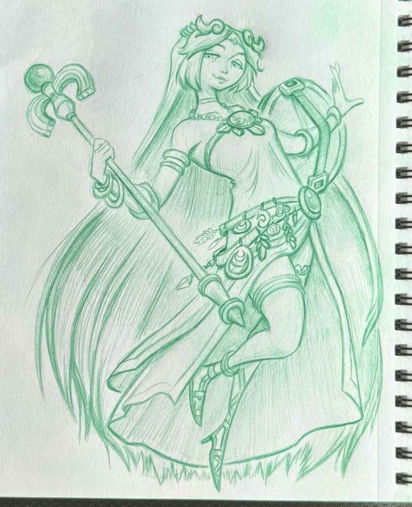 Pencil drawing of Palutena from Kid Icarus: Uprising