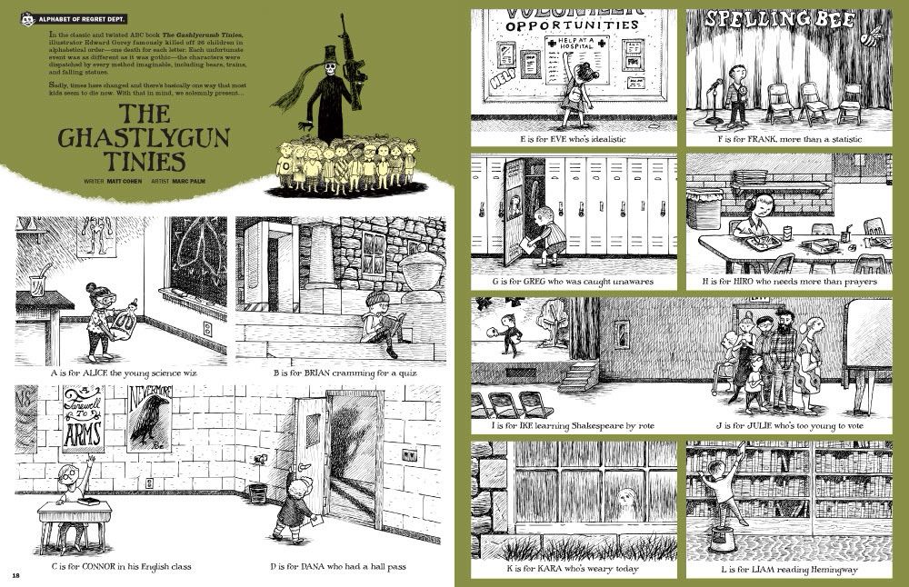 Screenshot of Ghastlygun Tinies comic from Mad Magazine pg 1-2