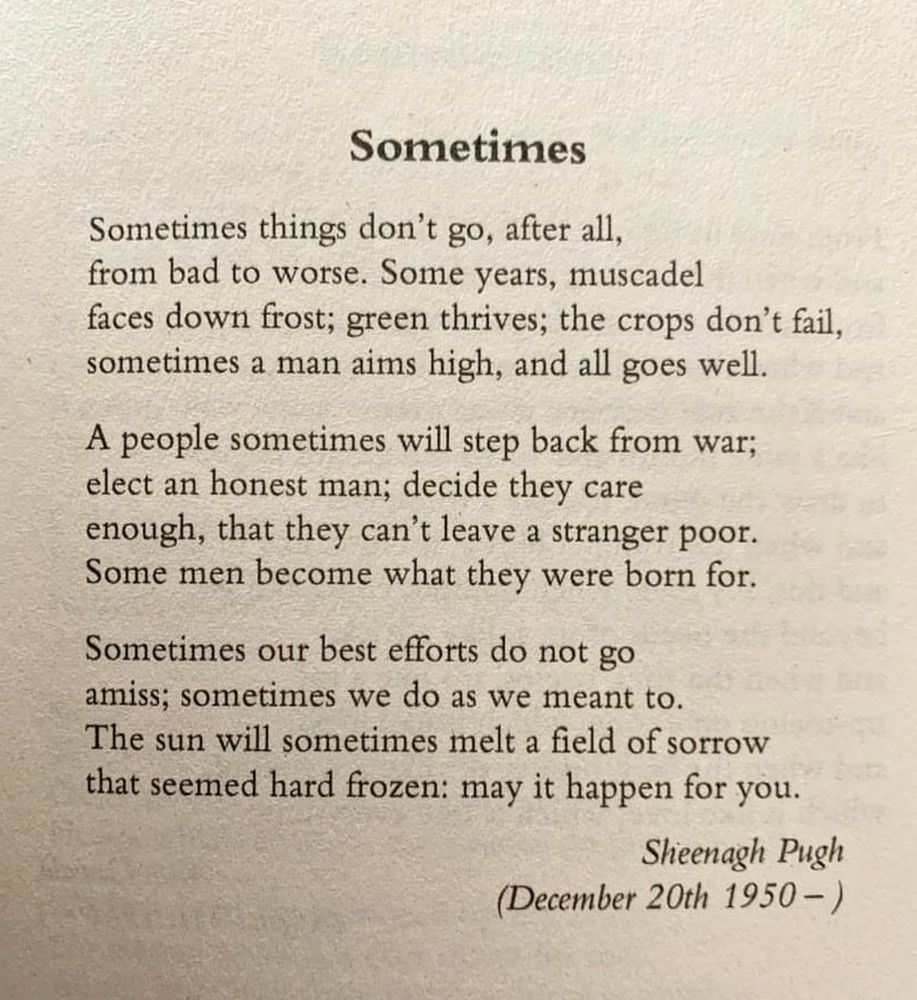 A screenshot of Sheenagh Pugh's poem 'Sometimes'