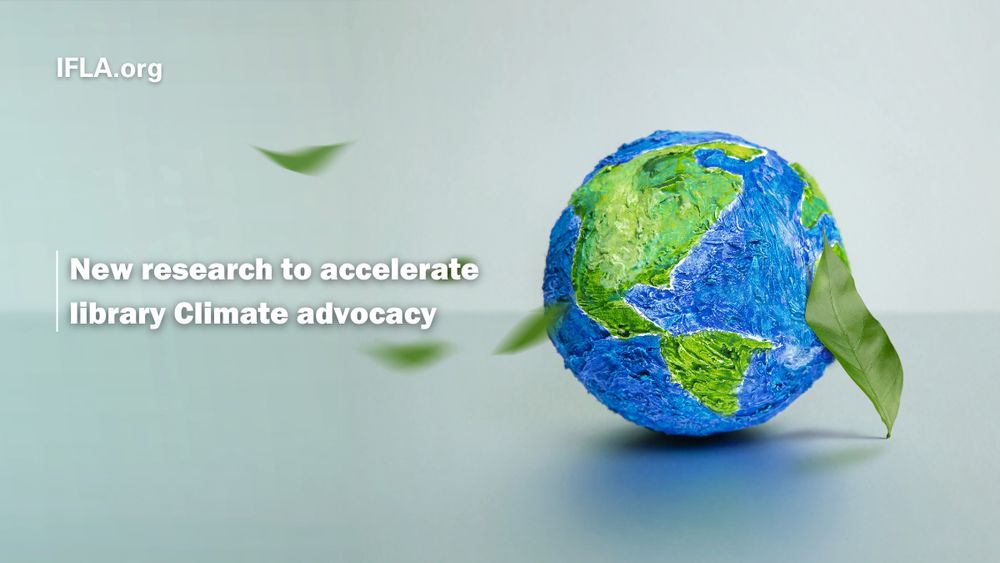 Image of a miniature figure of earth. Text: New research to accelerate library climate advocacy.