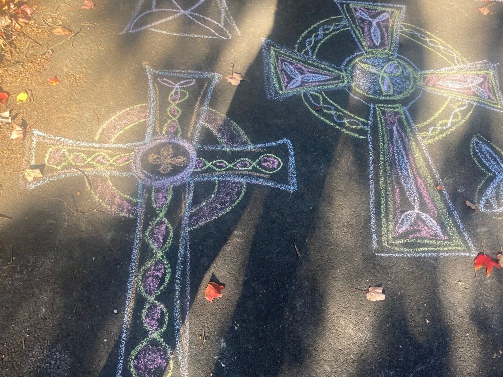 chalked Celtic cross