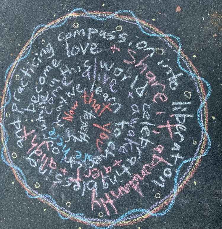 words chalked in spirals