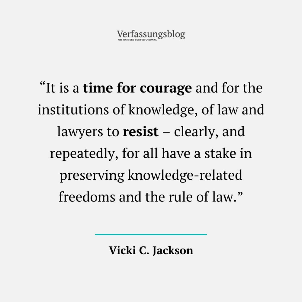 Quote from the article: It is a time for courage and for the institutions of knowledge, of law and lawyers to resist – clearly, and repeatedly, for all have a stake in preserving knowledge-related freedoms and the rule of law