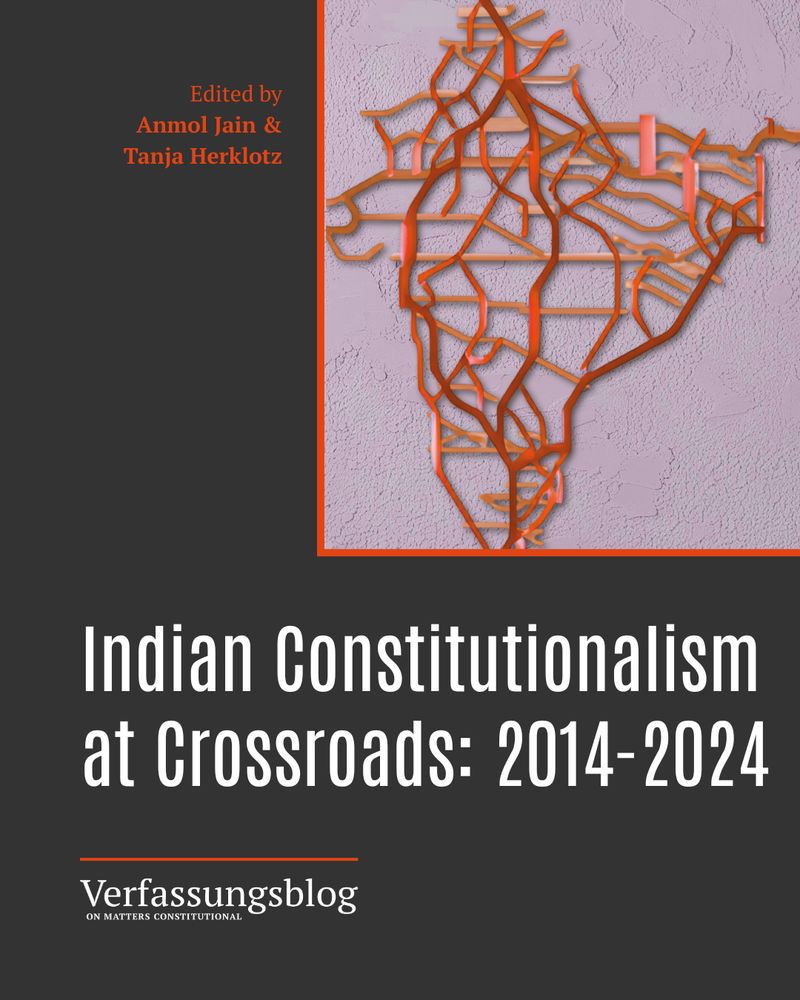 Cover of the Verfassungsbook "Indian Constitutionalism at Crossroads: 2014-2024".
The Cover is based an map created by Arun Ganesh.